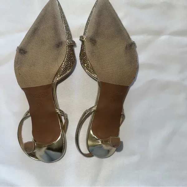 Elegant Sparkling Gold Slingback Heels - Image 6