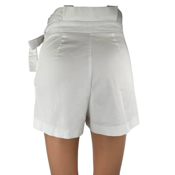 Zara Women's White High Waisted Tie Waist Paperbag Casual Mini Shorts Size XS - Image 3