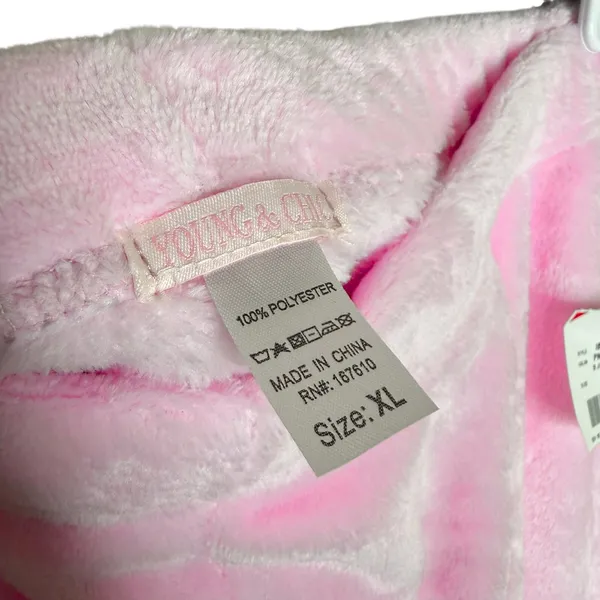 Young & Chic Plush Wide Leg Pajama Pants Size Juniors XL Pink Cozy Soft Lounge - Image 4