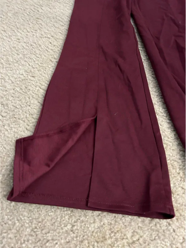 d23 office comfy Casual burgundy size medium pants split on front cute Red - Image 3