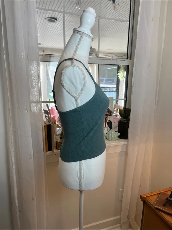American Eagle Outfitters Ribbed Spaghetti Strap Tank - Teal Green size small. - Image 2