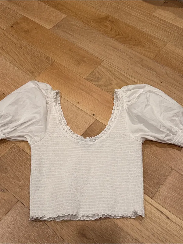 Hill House the aiko white smocked top with puff‎ sleeves large - Image 3