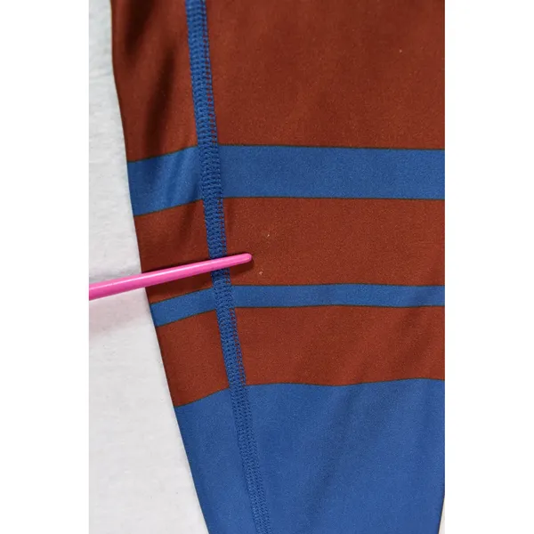 Alo Yoga High Waist Colorblock Striped Leggings Blue Rust Orange Small - Image 8