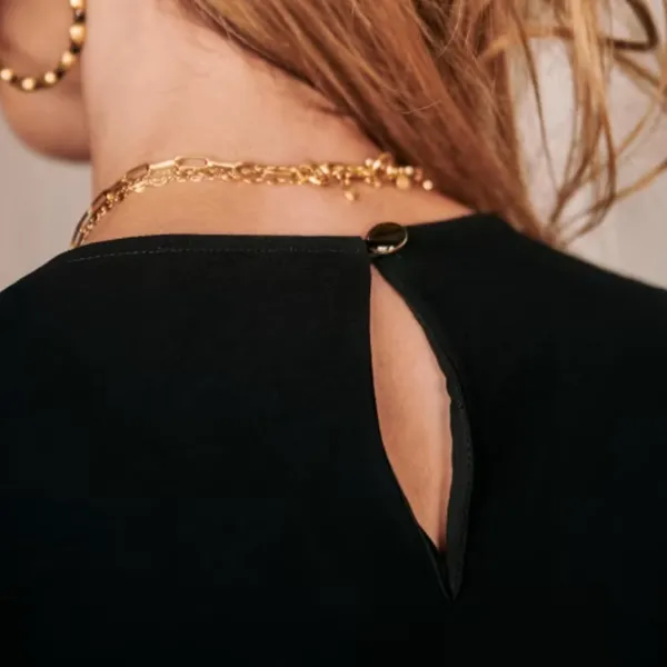 Sézane Black Benedicte Poof Button Sleeve Blouse - Image 3
