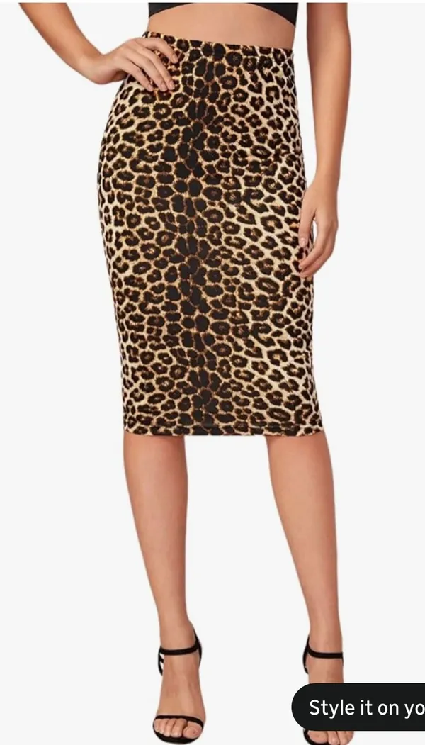 SheIn Leopard pencil skirt high waist L new - Image 3