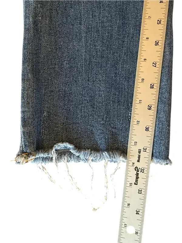 Risen High Rise Straight Leg Jeans Raw Hem Medium Wash Size Women’s Size 3/26 - Image 11