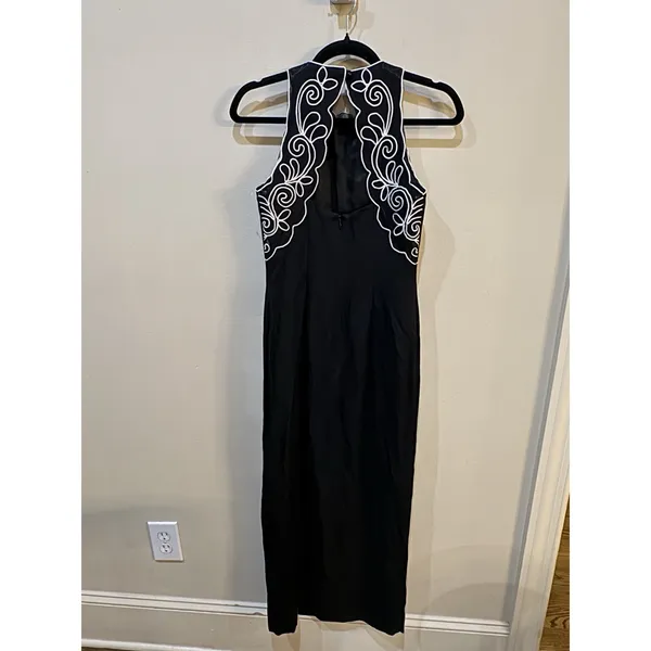 Vintage Scott McClintock Dress Women's Size‎ 4 White Embroidered Ribbon Pencil - Image 3