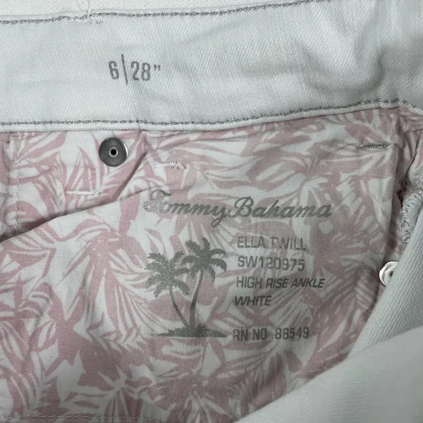 Tommy Bahama Pants Womens 6 White Ella Twill High Rise Ankle Glitter‎ Trim - Image 12