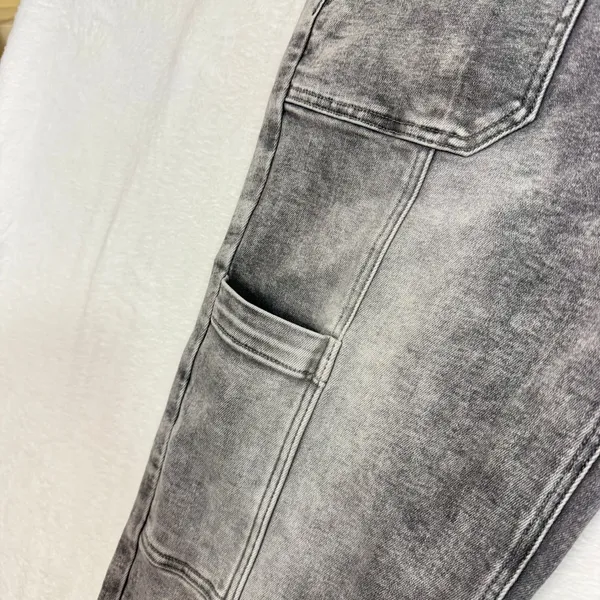 Vervet Blue 30 Gray Stonewash Denim Jean Tapered Front Seam Utility Straight Leg - Image 3