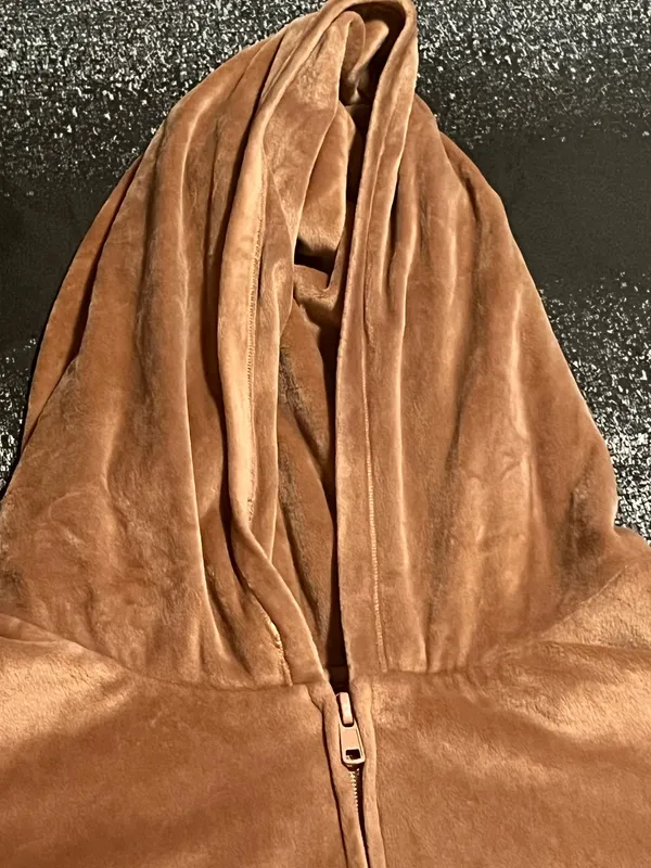 Womens M SKIMS Velour Cropped Zip-Up Hoodie in Sienna Brown - Image 3