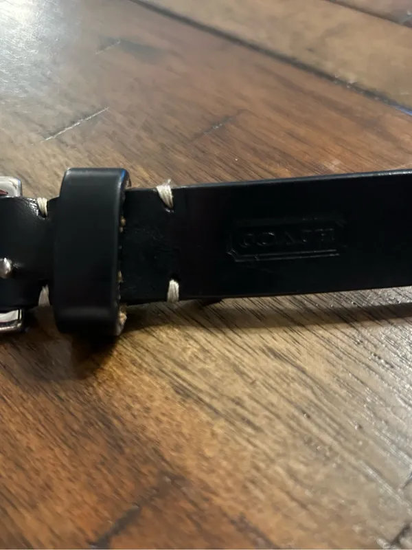 Women’s Coach Black Genuine Leather Belt Horsebit Buckle Silver Tone Approx. 35” - Image 2