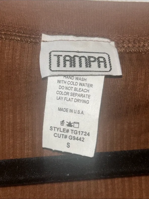 Tampa Y2K Brown Tie-Front Ribbed Crop Top Small - Image 2