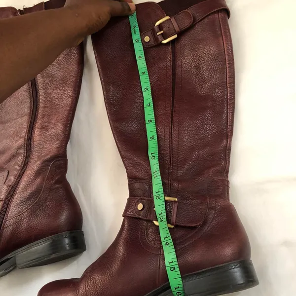 Naturalizer Vintage Burgundy Maroon Red genuine leather knee-high Riding boots gold buckles-Size 7M Measurements in pics #gothic #whimsygoth #biker #grunge #western boho indie - Image 5