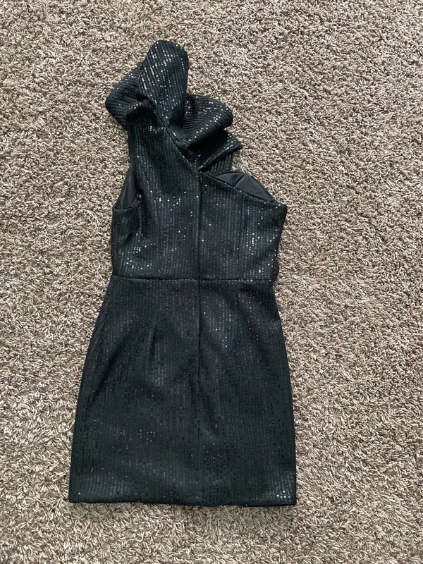 DO+BE Black sequin ruffle one shoulder mini dress - Image 2