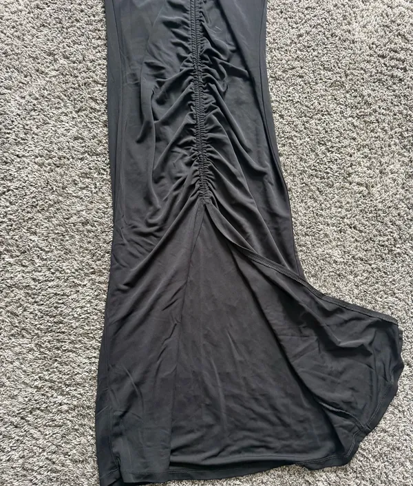 Zara Black Ruched Halter Midi Dress - Image 2