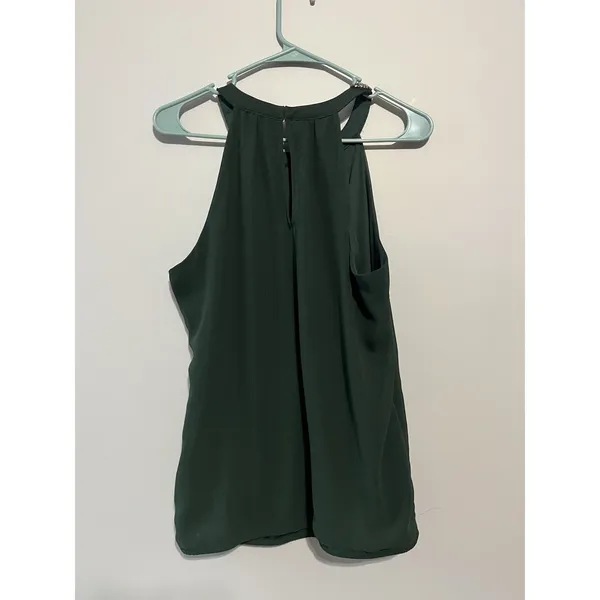 Express Hunter Green Sleeveless Halter Top with Embellished Neckline Medium - Image 4