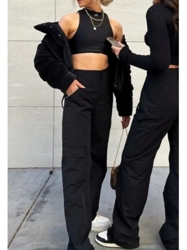 Alo All That Trousers Black High-Rise Waist Waisted Joggers Hiking Outdoor Pants - Image 11