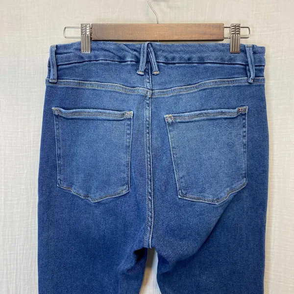 Good American Good Curve High Rise Ripped Jeans Women Sz 10 Skinny Medium Wash - Image 6