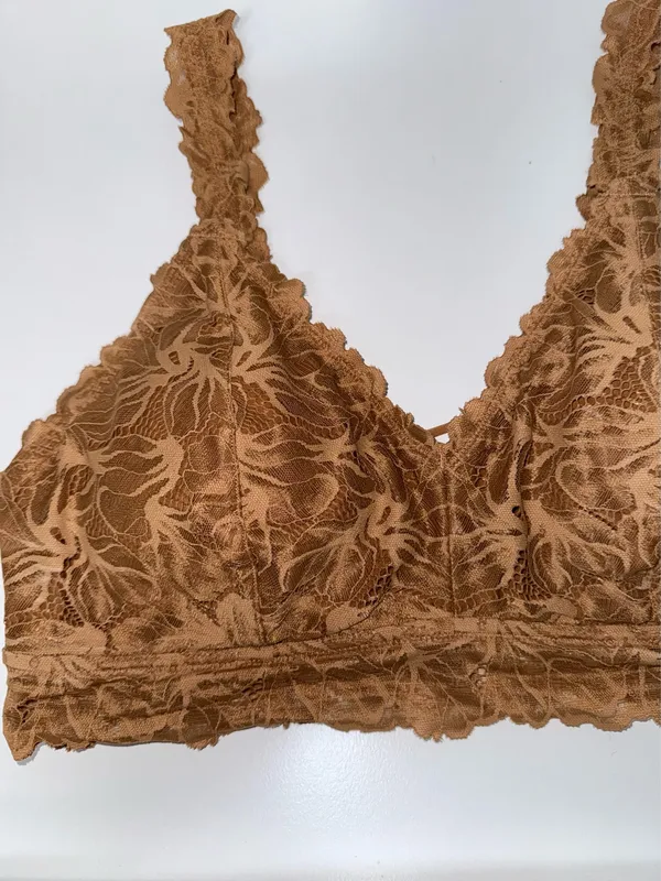 Maurices Lace Criss Cross Back Bralette Brown Plunge Pullover - Image 3