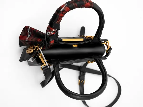 👜Steve Madden | Black Satchel with Red Plaid Scarf Accent👜 - Image 6