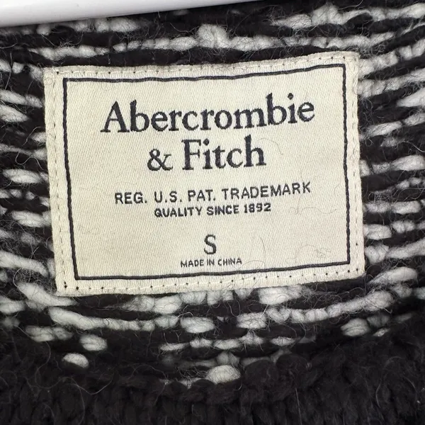 Abercrombie & Fitch Wool Alpaca Off Shoulder Sweater Small Black White - Image 6