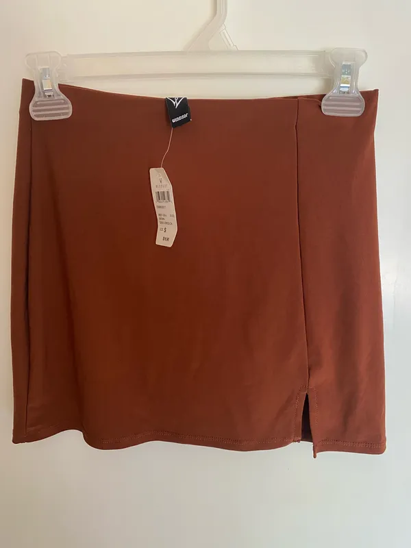 Windsor Rust Mini Skirt with Front Notch  - Image 3