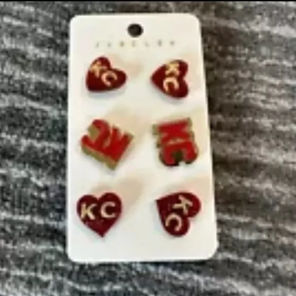 Boutique Kansas City Chiefs Earrings NFL Football KC Jewelry 3 Pairs New - Image 4