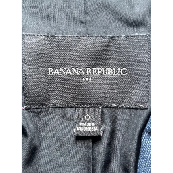 Banana Republic‎ Navy Blue 2-button Blazer Jacket 0 Lined Cuff Interview Office - Image 5