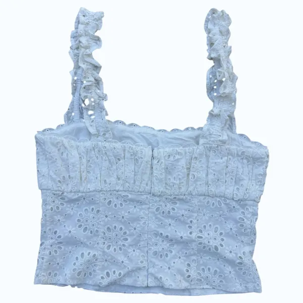 Tularosa Eyelet Crop Top Bohemian Ruffle Cotton Blouse Medium Sold by‎ Revolve - Image 7