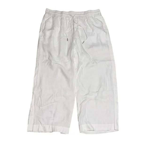 Quince 100% European Linen Wide Leg Ankle Pull On Pant White 3X - Image 5