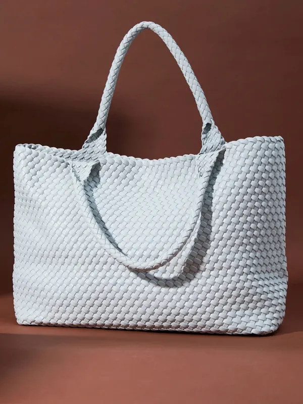 Altar'd State Ice Blue Large Woven Tote Bag - Image 2