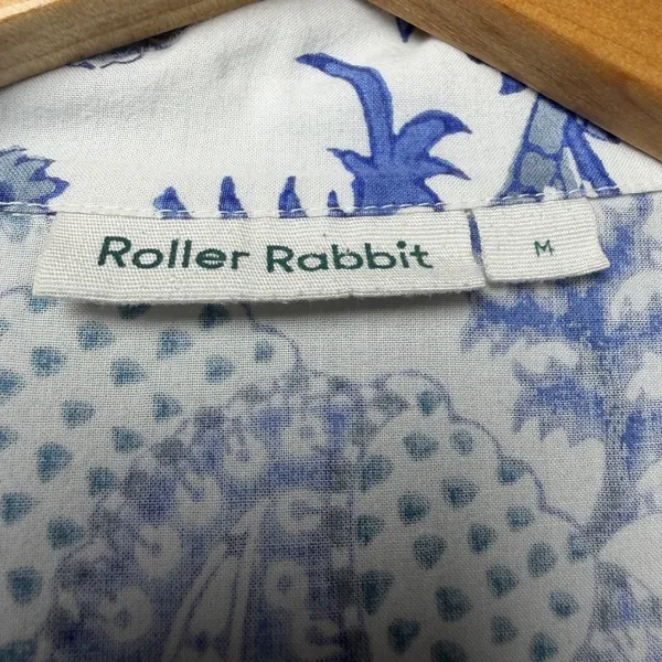 Roller‎ Rabbit Amanda Blue 100% Cotton Pajama Top M Block Print Coastal Boho - Image 8
