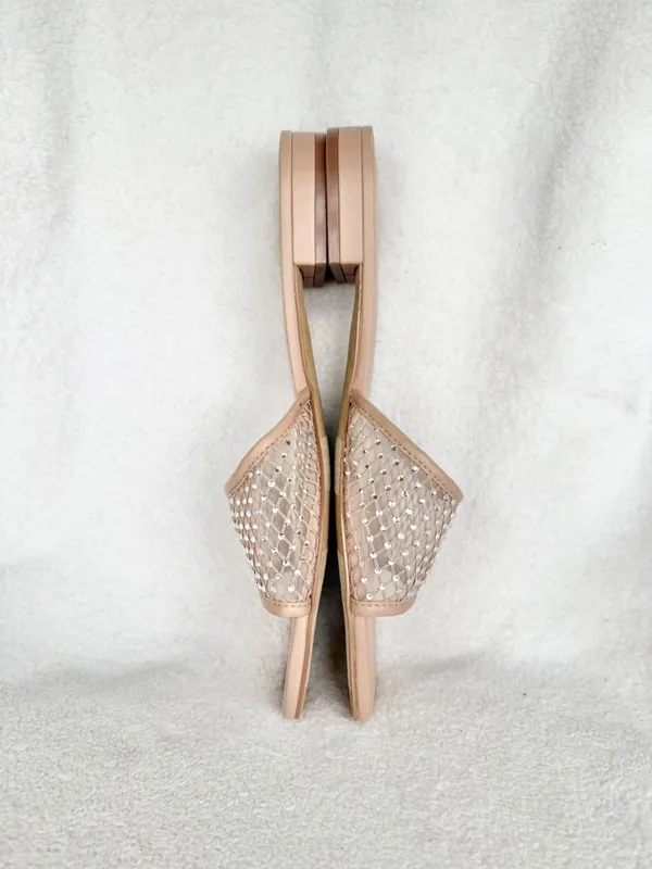 J.Crew Factory Nude Rhinestone Mesh Sparkle Slide Sandals CI954 Sz 10M - Image 8