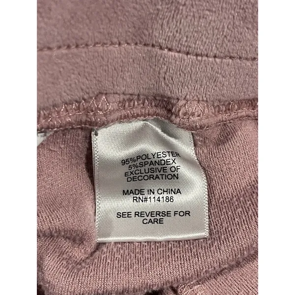 Juicy Couture Velour Dusty Rose Mauve Juicy Rhinestone Spell out Jogger Pants S - Image 6
