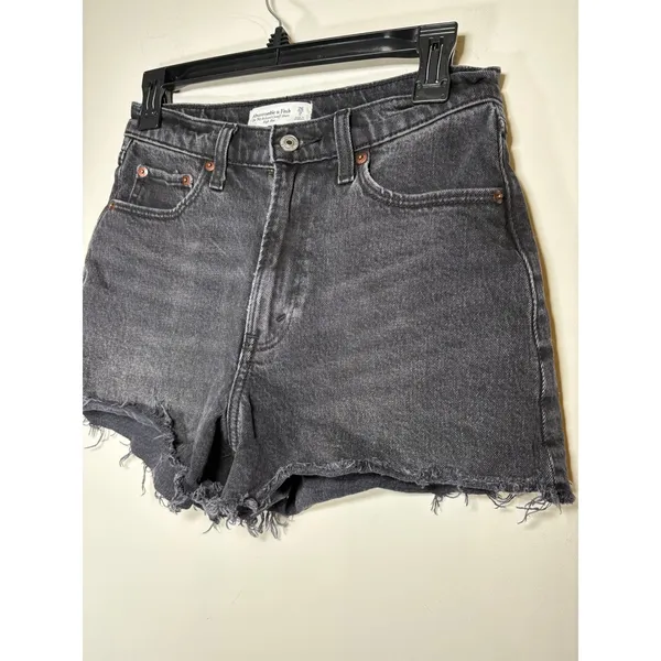 Abercrombie & Fitch The 90s Relaxed Cutoff Short Black High Rise Y2K Boho Size 2 - Image 2