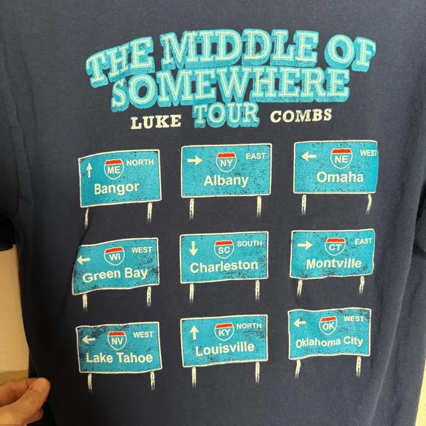 Luke Combs MOS Navy Interstate Tour‎ Tee Sz M Blue Size M - Image 3