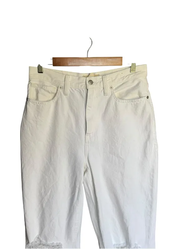 Madewell - Baggy Straight Jeans High Rise White 100% Cotton Sz 28 Tall - Image 4