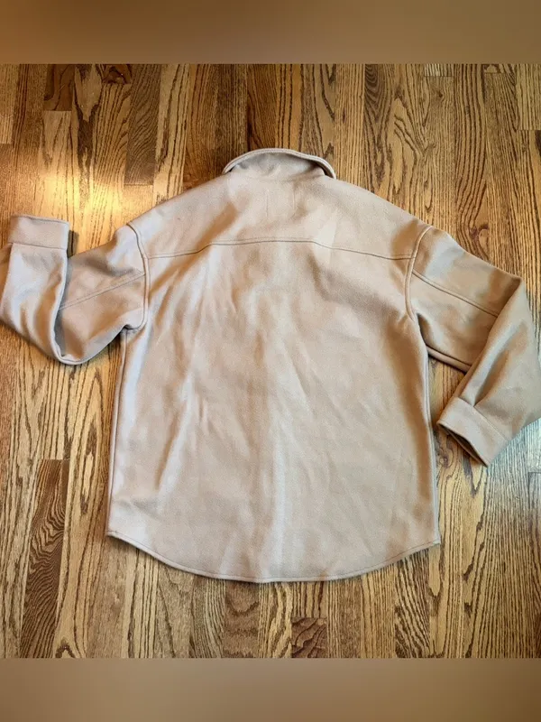 Avec Les Filles Oat Melange Boyfriend Shacket Jacket Beige M - Image 5