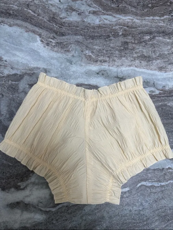 NEW For Love & Lemons Puckered Gingham Bloomer Short Pale Yellow Sz S & M - Image 7