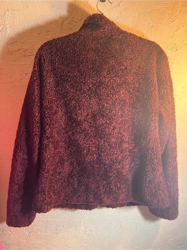 Pendleton Women's Burgundy Sherpa Zip Jacket M - Image 9