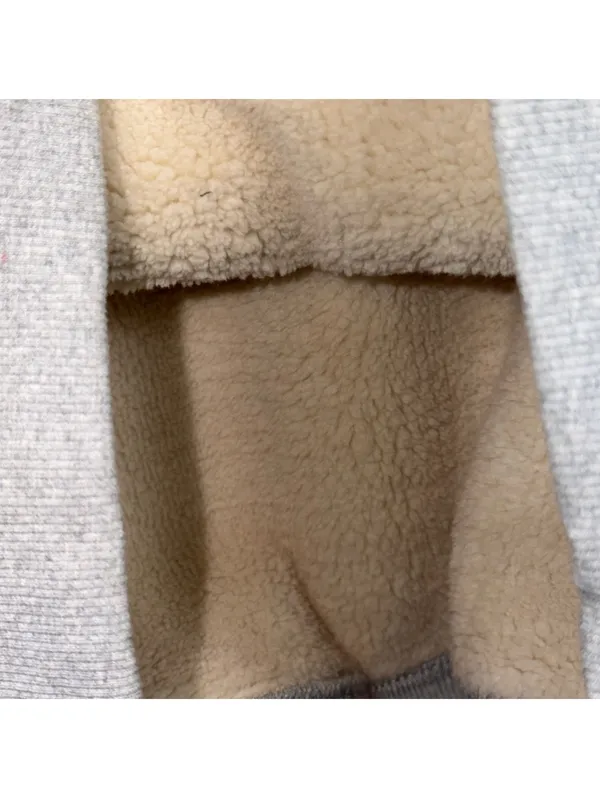 Women’s Gray Sherpa Lined Pullover Hoodie Size M Drawstring Kangaroo Pocket - Image 6