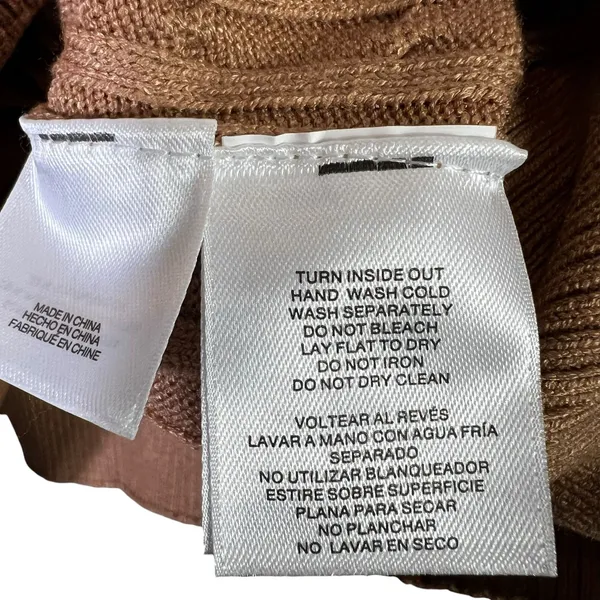 NWT Anne Klein Cable Knit V-Neck Sweater Cognac Brown Classic Preppy Size XL - Image 7