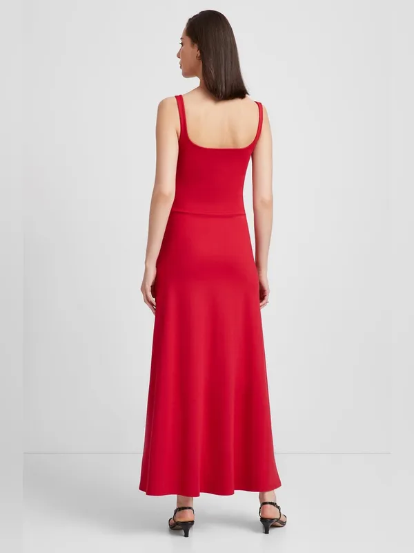 Marcella NYC Marvin European Ponte Tank Maxi Dress Red Size Small Quiet Luxury - Image 3