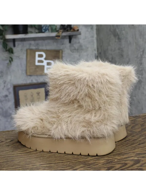 A New Day Faux Fur Platform Booties Fuzzy Brown 7M - Image 2