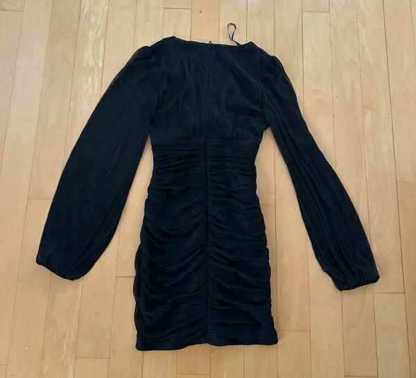 remmey long sleeve metallic mini dress with sheer sleeves - Image 3