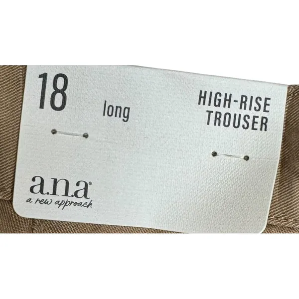 A.n.a Women's Pants Pleated Chino Long Trouser Wide Leg Hi-Rise‎ Tan Sz. 18 NWT - Image 6