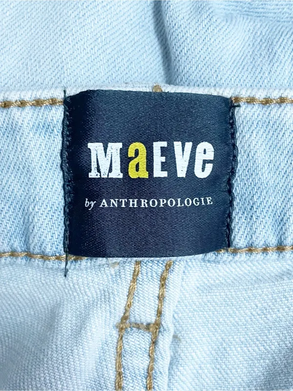 Maeve Anthropologie Jeans Sz 29 Light Wash High Rise Wide Leg Crop Stretch Denim - Image 7