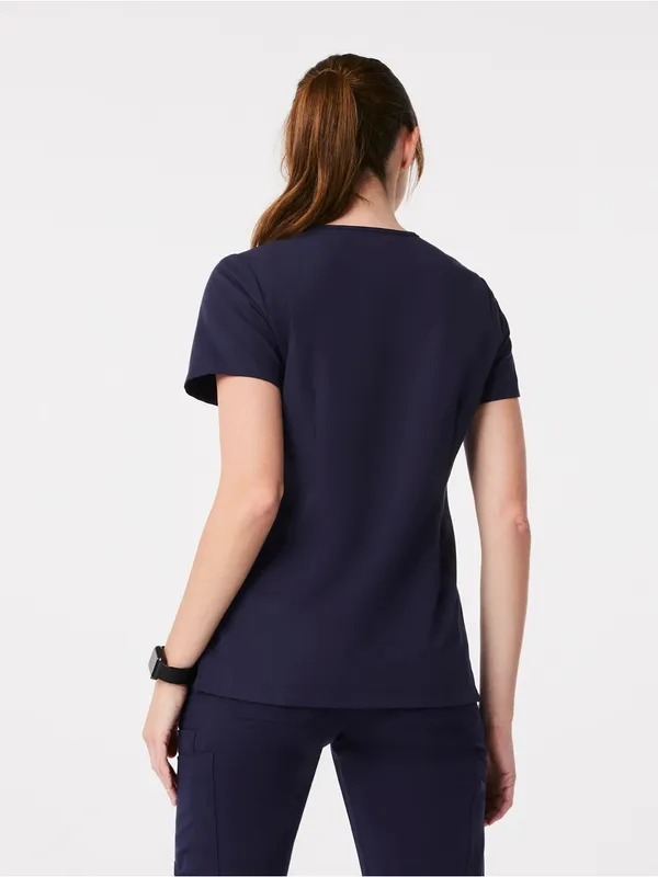 FIGS Catarina Scrub Top In Navy Blue - Image 3