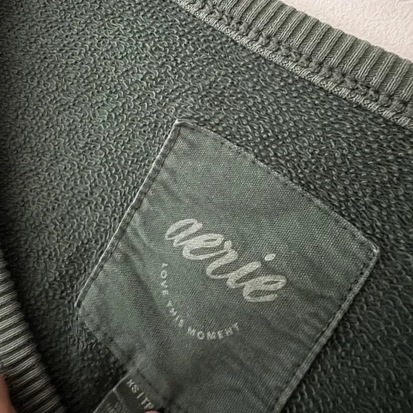 Aerie Offline‎ Oversized Pullover Sweater Washed Dark Green - Image 3