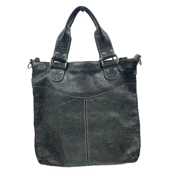 Renato Minelli Metallic Tote Bag Crossbody Bag Convertible Black - Image 4